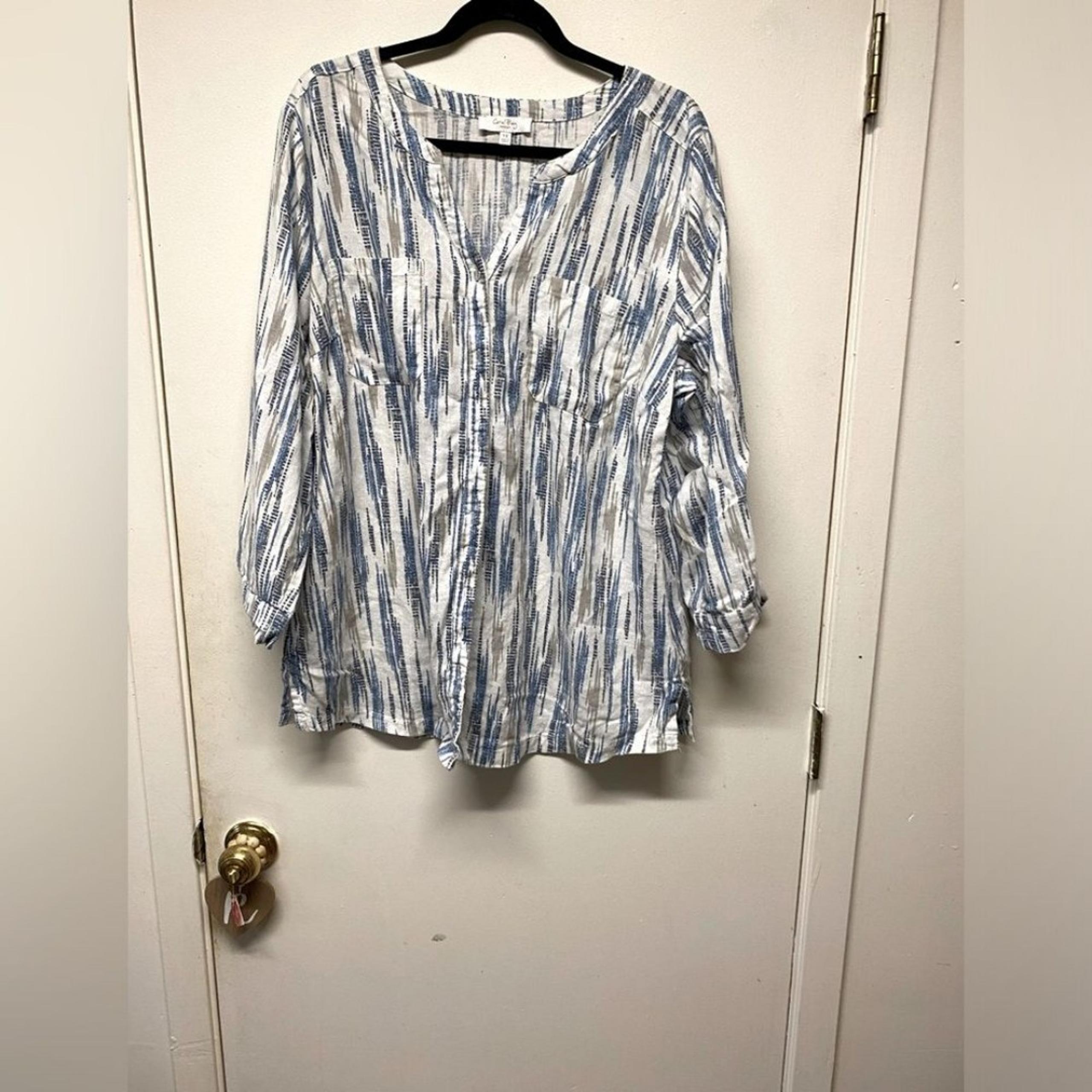 Coral Bay Women’s Linen Blend Top Size 1X