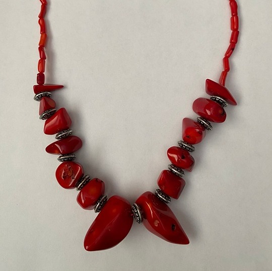 Jay King brand Indonesian Red coral chunky necklace. Statement! What a beauty!