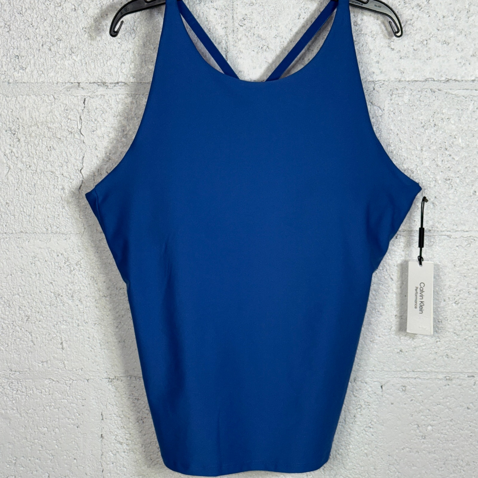 Calvin Klein Women's Low-Impact High-Neck Tank Top - Blue Wave XL