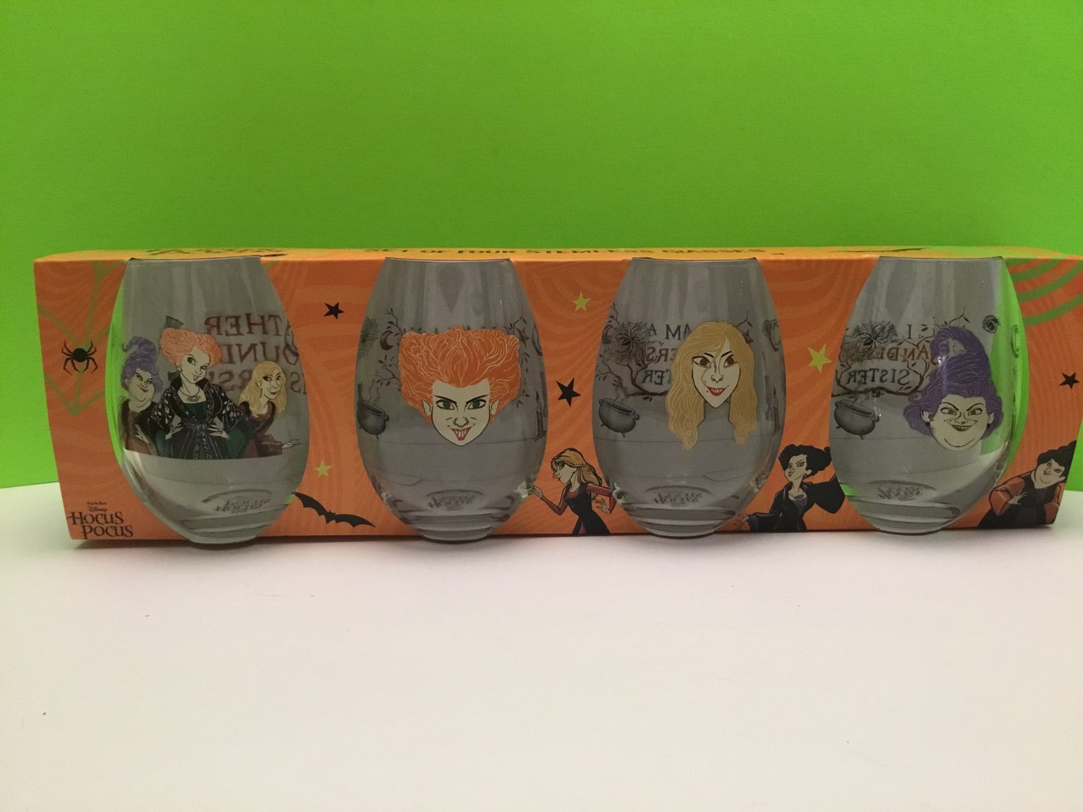 New disney hocus pocus stemless wine glasses