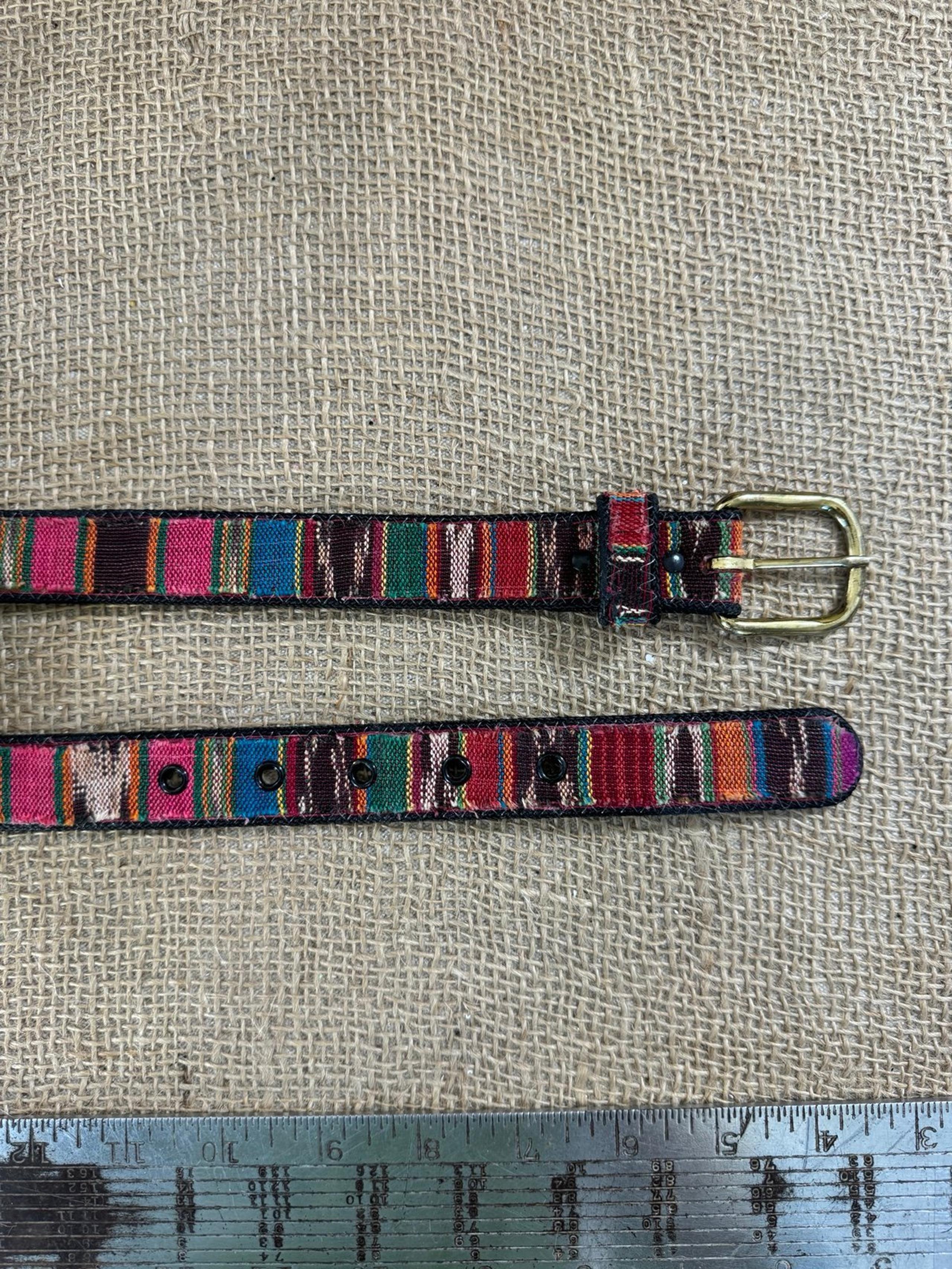 Vintage multi color embroidered belt 26-30 S  made in USA Chic