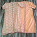 VTG Womens Robe Dressing Gown Full Length 2 Layers Peach Silver Embroidered L/XL