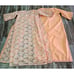 VTG Womens Robe Dressing Gown Full Length 2 Layers Peach Silver Embroidered L/XL