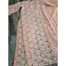 VTG Womens Robe Dressing Gown Full Length 2 Layers Peach Silver Embroidered L/XL