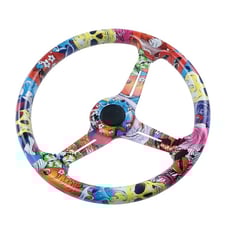 NEW JDM UNIVERSAL 350MM STICKERBOMB Acrylic Deep Dish 6 Holes Steering Wheel