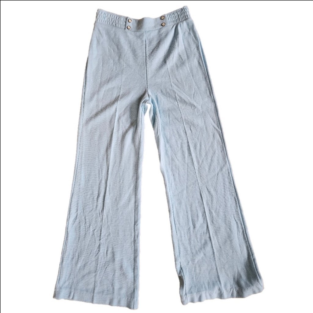 Vintage Wide Leg Soft Blue Elastic Waist Pull-On Lounge Pants-Size 12