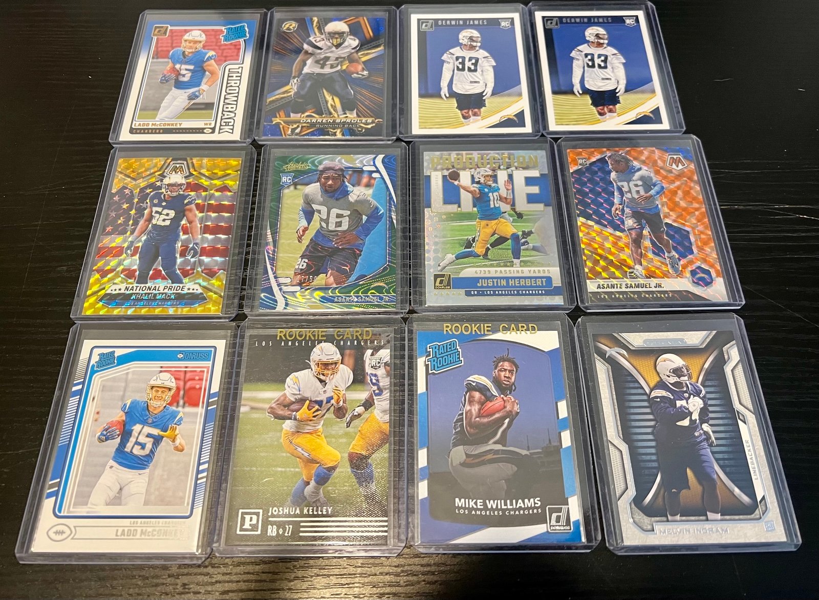Los Angeles Chargers Team 100+ card Lot RC's, RC Parallels, Inserts & Parallels