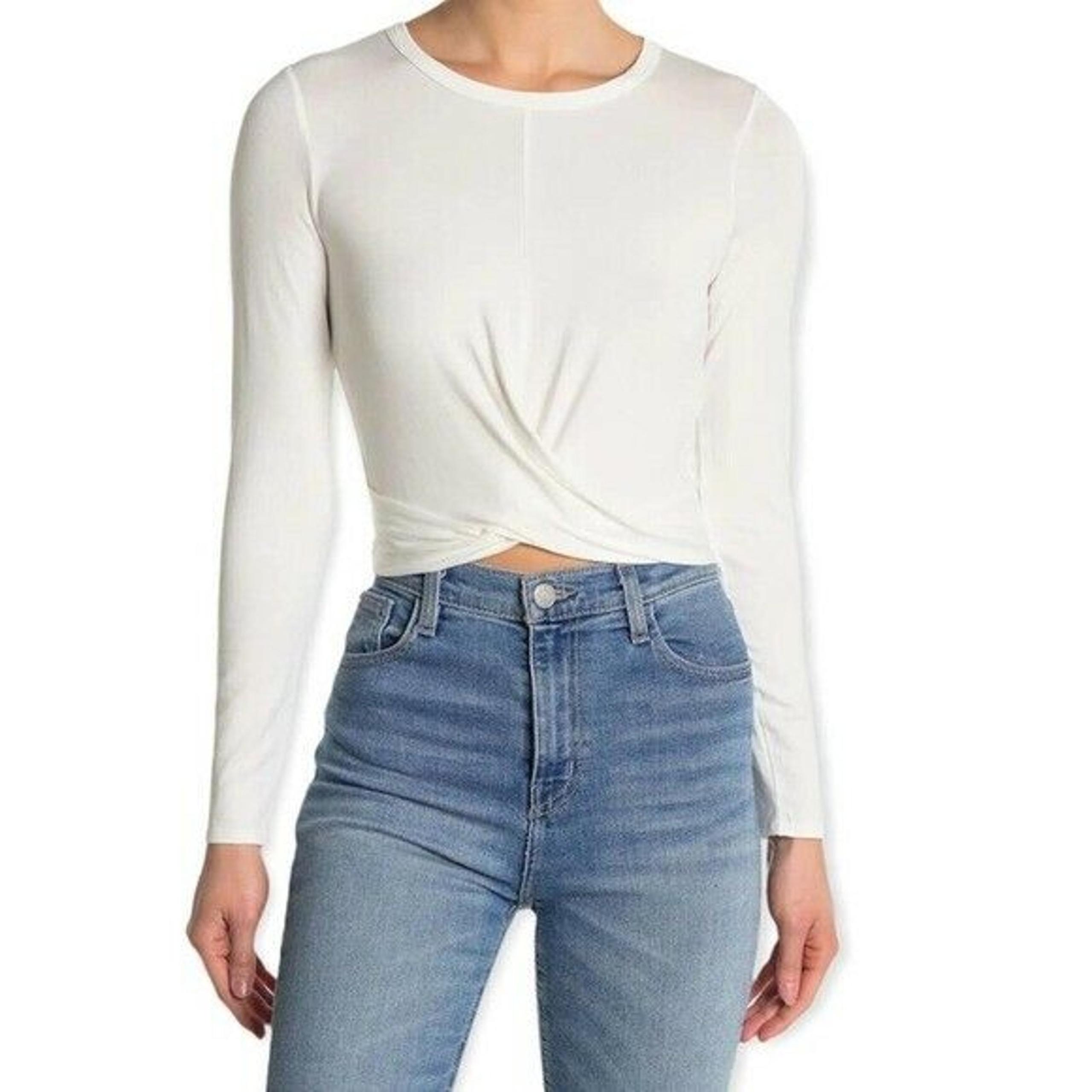 SOCIALITE NEW $39 Front Twist Long Sleeve Top in White XL