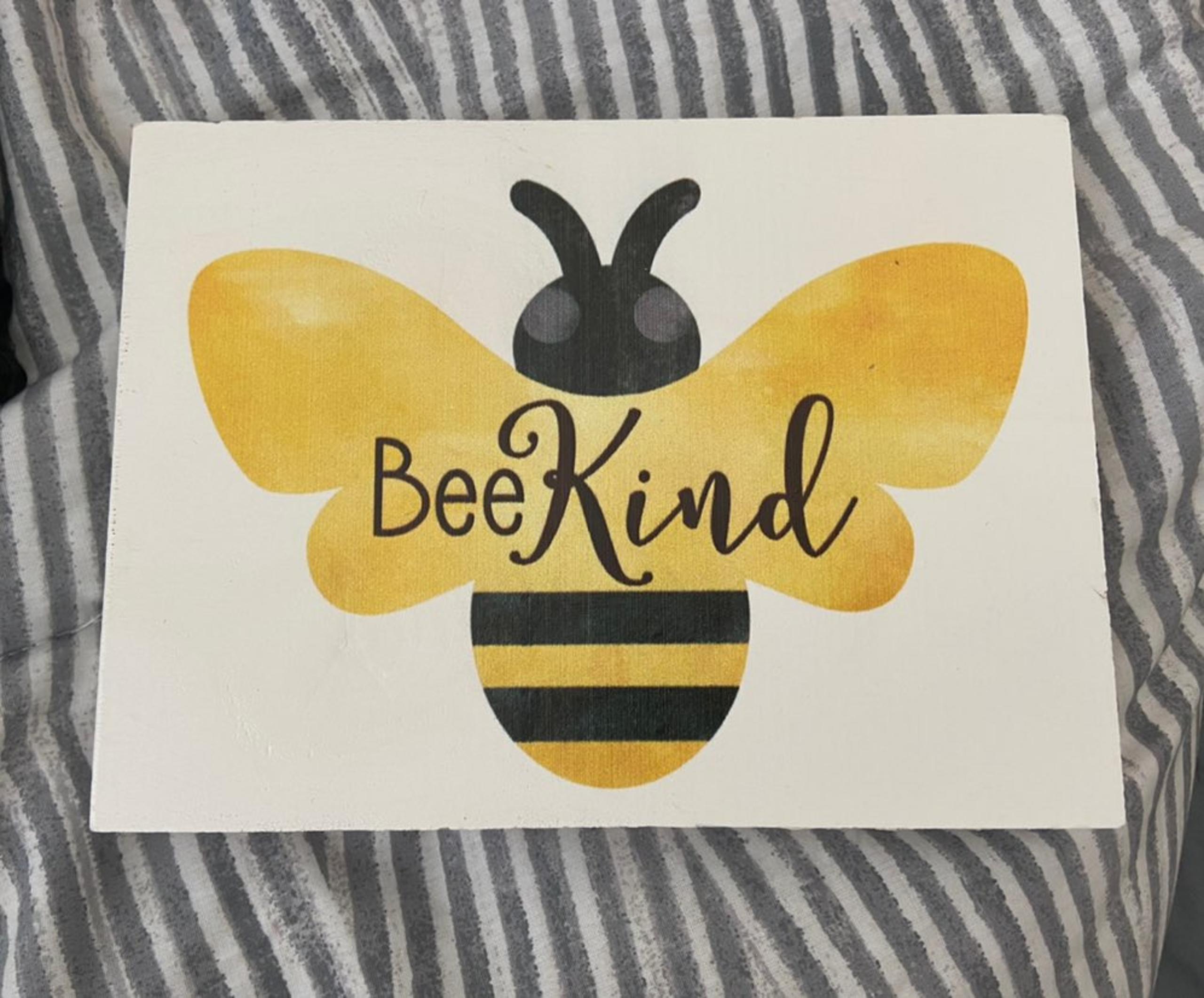Bee kind wood painting