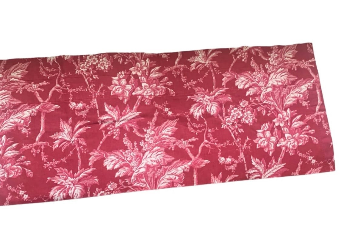Martha Stewart French Toile Red White Floral 1 Blouson Tailored Valance 18X84
