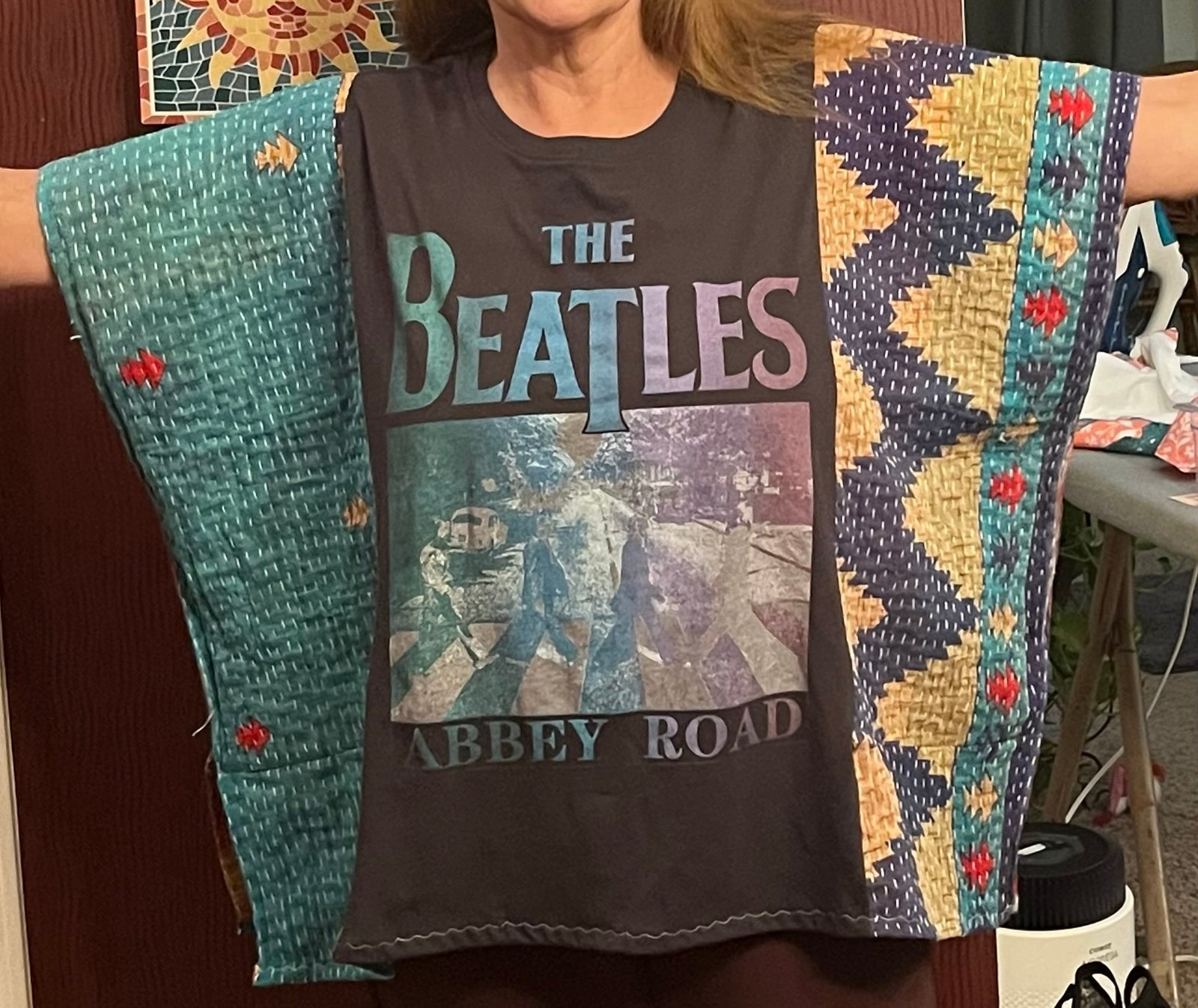 Upcycled Kantha Beatles Abbey Road Tee