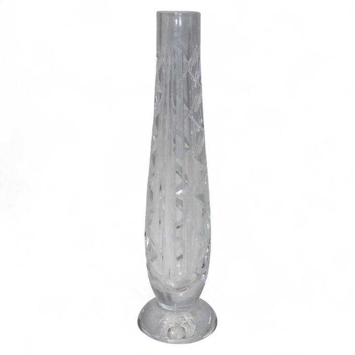 Waterford Crystal Bud Vase 6.75 Tall With Zig-Zag Cut Design