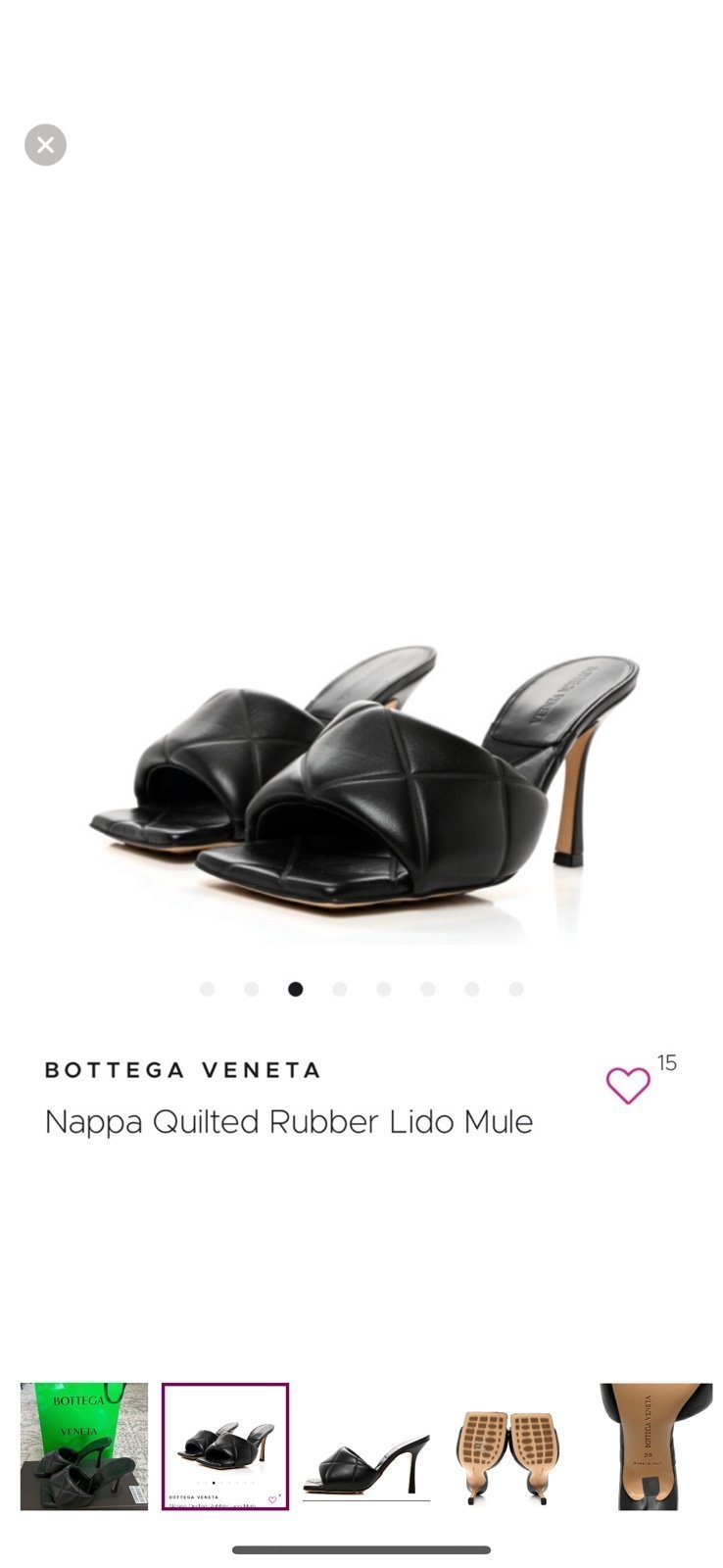 BOTTEGA VENETA Nappa Quilted Rubber Lido Mule SZ 38