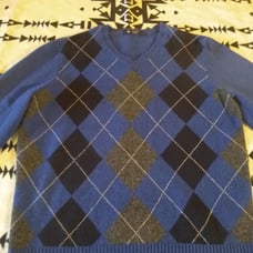 100% lambswool men's argyle sweater