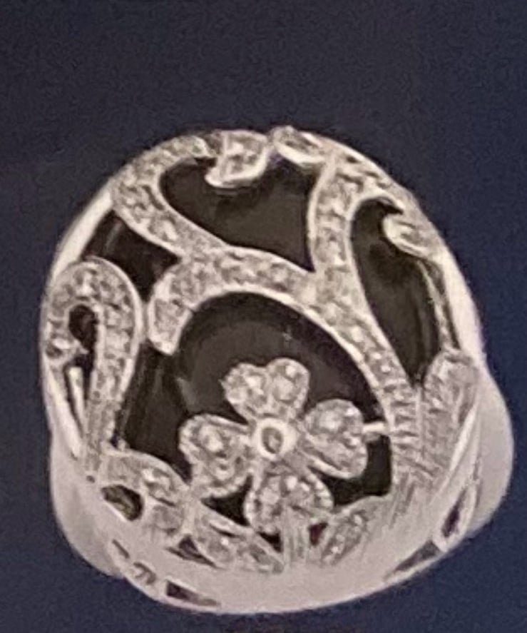 Large Black Silver Ring 925