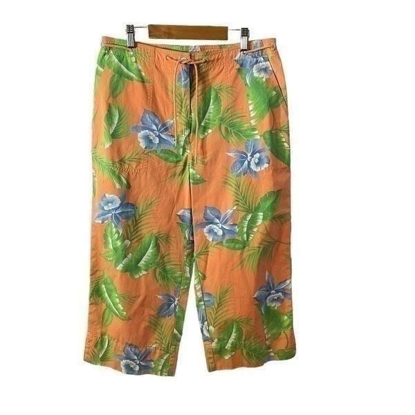 Lauren Ralph Lauren Cotton Floral Tropical Capri Pants Size 10 NWT