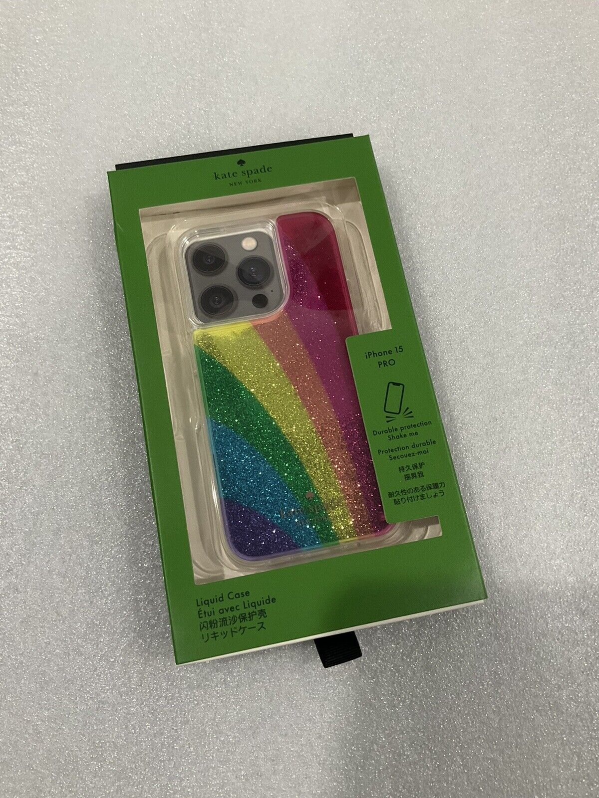Kate Spade Rainbow Glitter iPhone 15 Pro Case