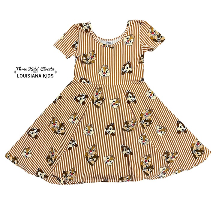 Wild Rich Kids 9/10Y Disney Chip and Dale Striped Twirl Dress
