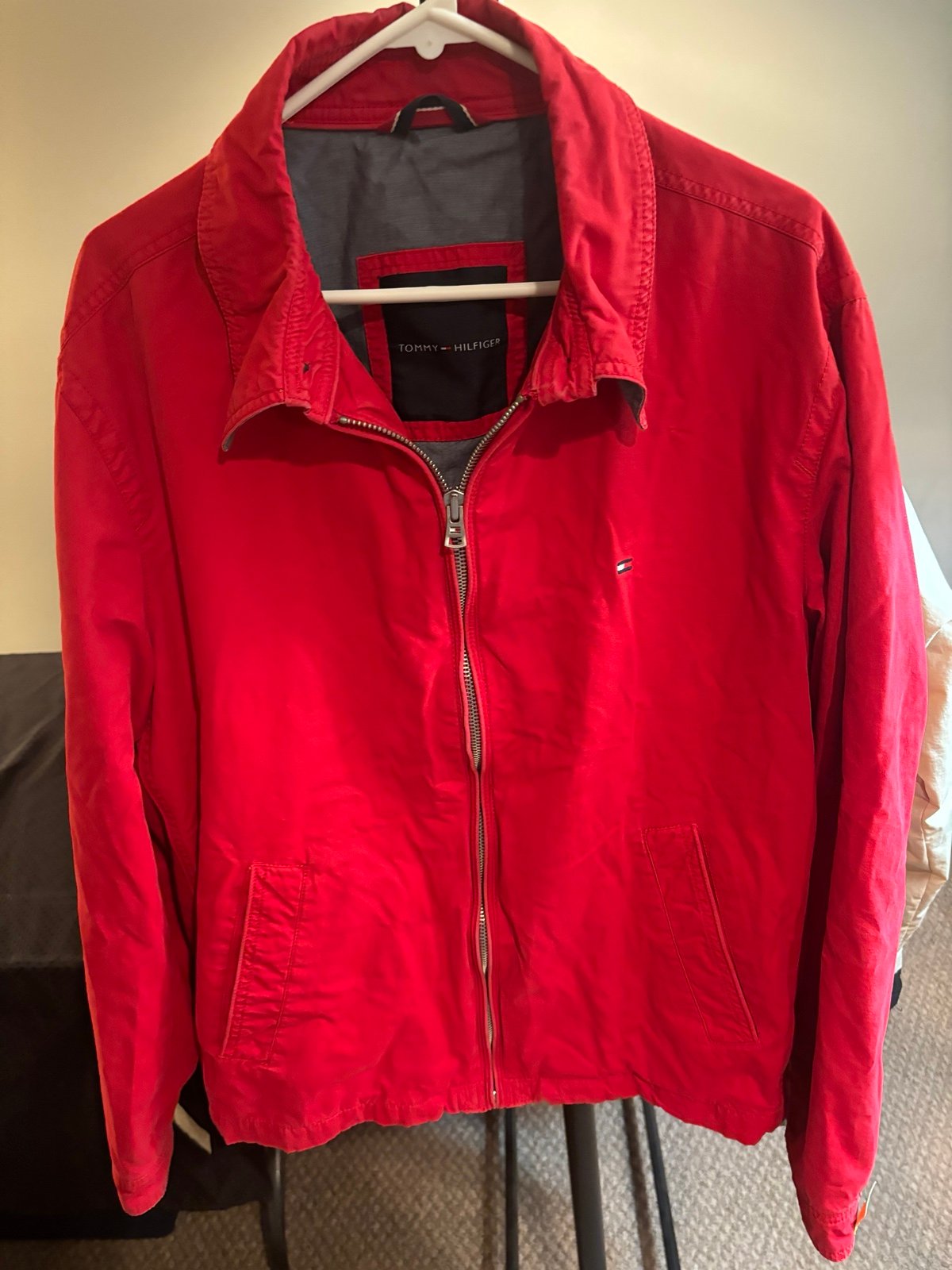 Vintage Tommy Hilfiger Bomber Jacket Men's Size XL Red Long Sleeve Really Nice