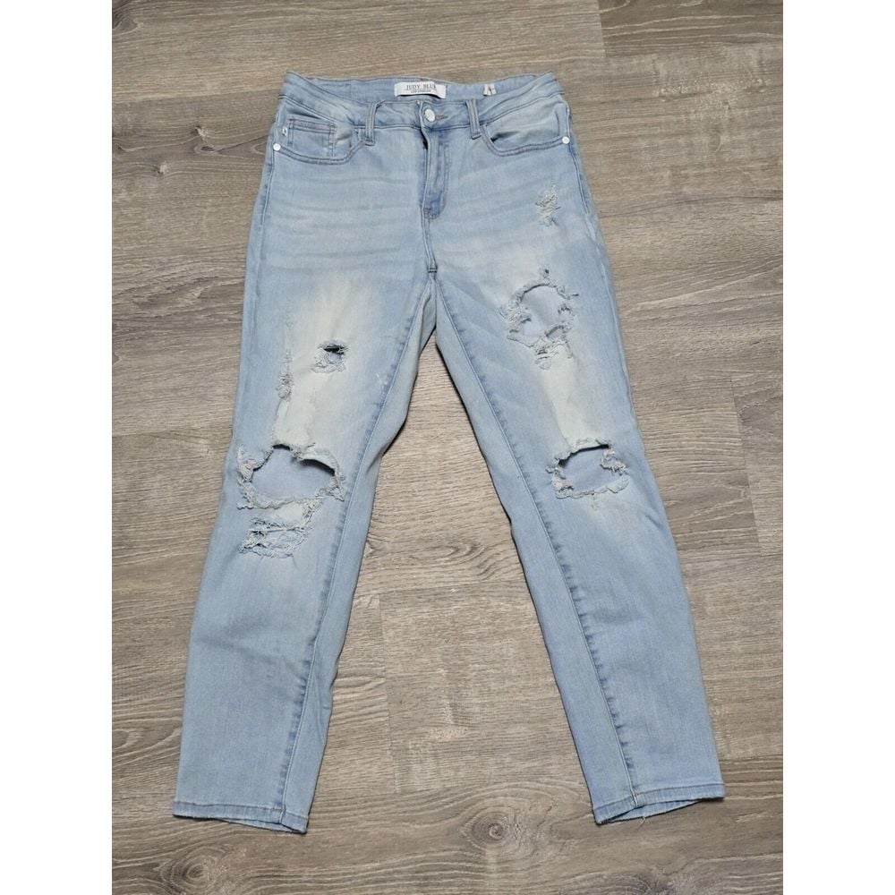 Judy Blue Boyfriend Fit Distressed Denim Blue Jeans Jeans Size 5/27 #JB88333LT