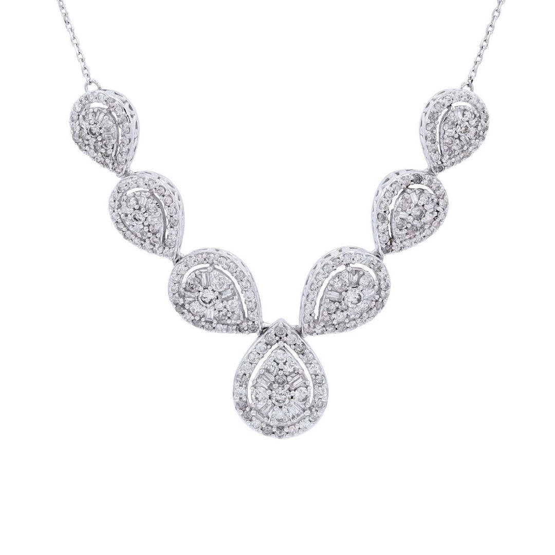 2.00 CT 10K White Gold Natural Diamond Fancy Necklace 18 inch