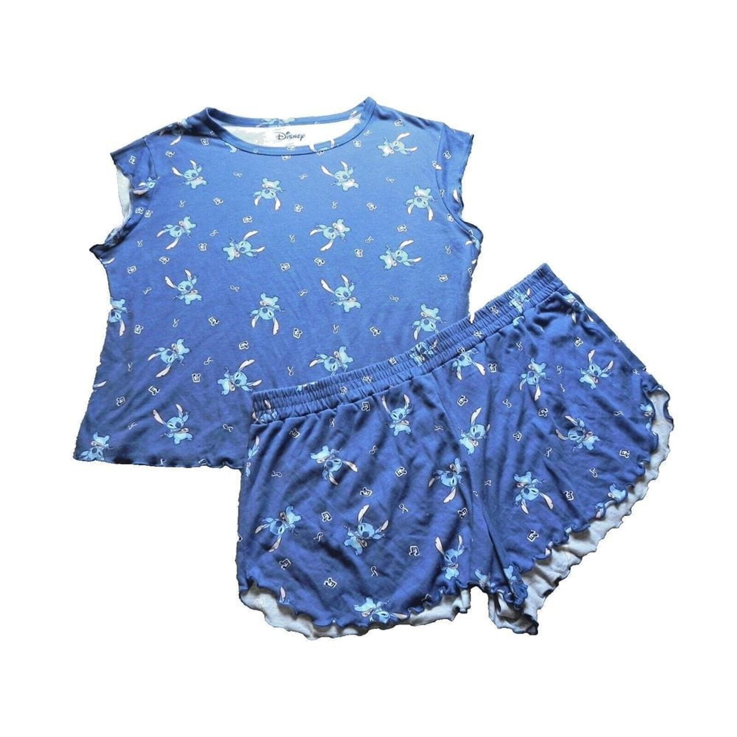 Stitch Pajama Set Womens Extra Large Disney Short Sleeve Top & Shorts Lilo AOP