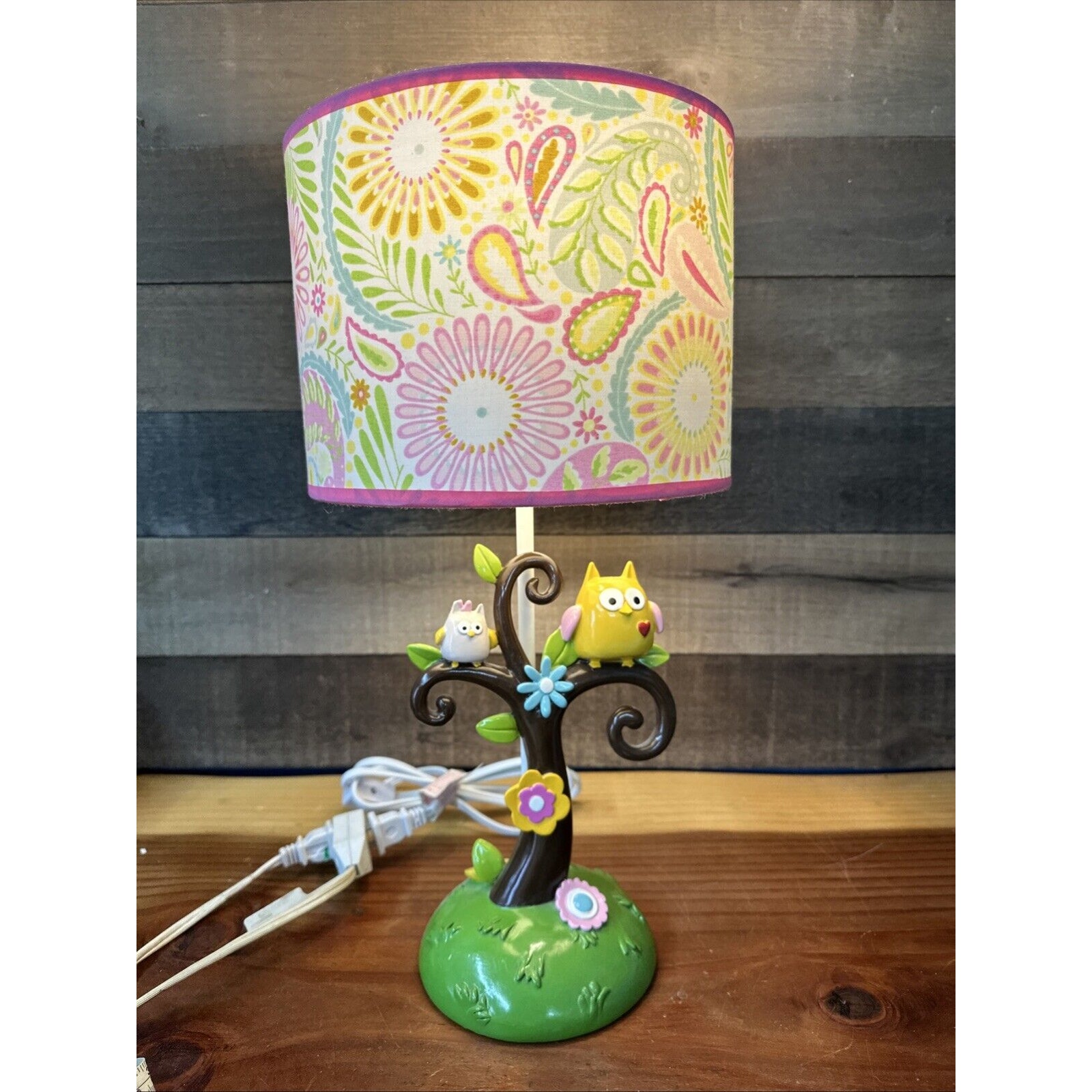 Lambs & Ivy Dena Happi Tree Owl Baby Nursery Lamp W/ Lamp Shade Paisley Design