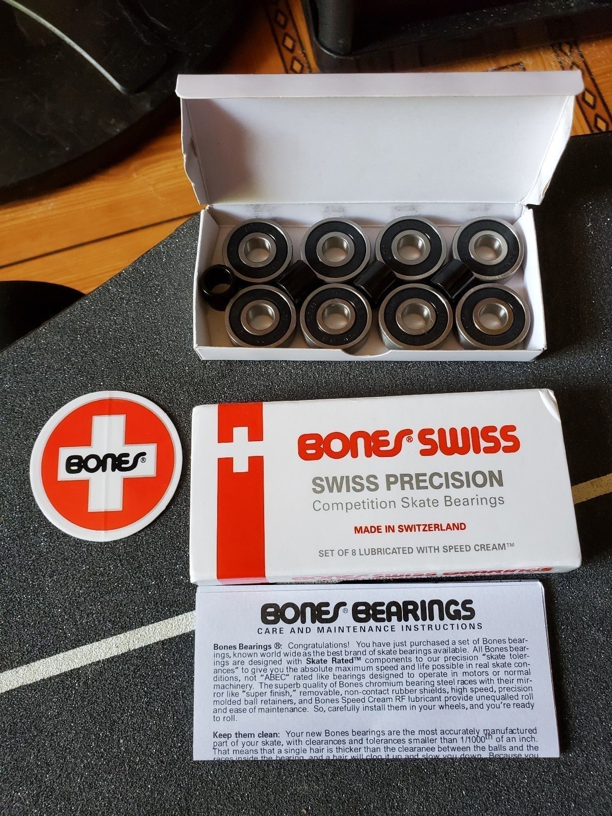 2x Bones Swiss Skateboard Bearings 8pks - Size 608 / 8mm - Clearance - Tier 2