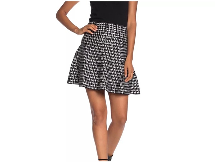 MAX STUDIO HOUNDSTOOTH SOFT KNIT PULL ON FLARE SKIRT PREPPY EMO SKIRT SZ S/M