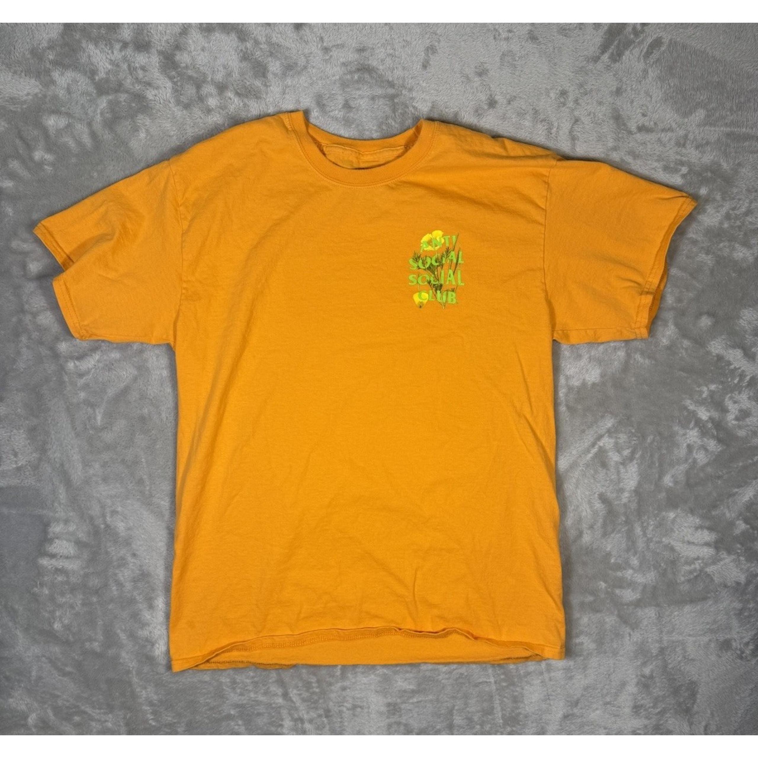 Anti Social Social Club Assc Poppy T Shirt Orange Green Mens Size Large