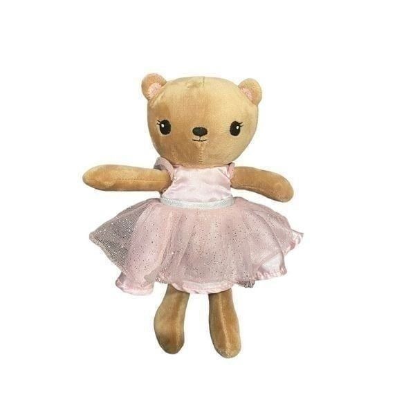 H&M Bear Brown Pink Dress Ears Teddy Soft Toy Plush Ballerina Stuffed 9”