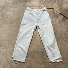 Eckhaus Latta Jeans Womens Size 26 Crop Light Blue Deadstock Fabric Mid Rise