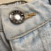 Eckhaus Latta Jeans Womens Size 26 Crop Light Blue Deadstock Fabric Mid Rise