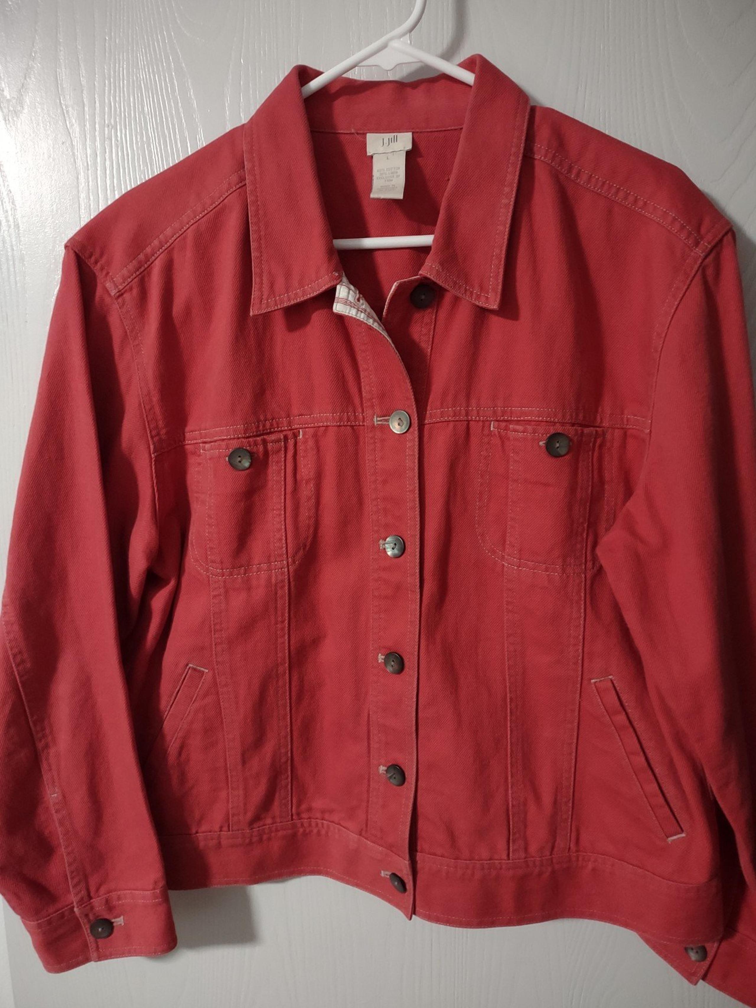 J. Jill Denim Reddish Salmon Colored Button Up Jacket Size Large Brand New