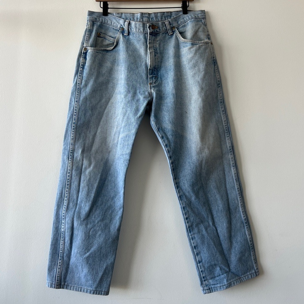 Vintage Wrangler Men's Straight Fit Blue Jeans - 34x29