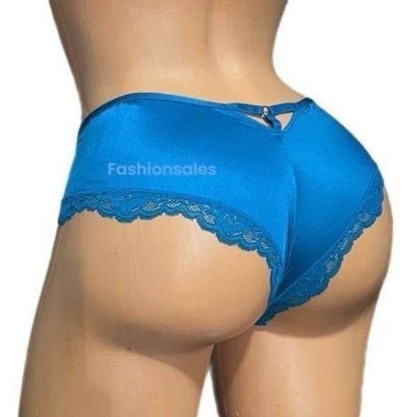 Victoria’s Secret Supersoft Satiny lace trim Cheeky Panty Teal Medium