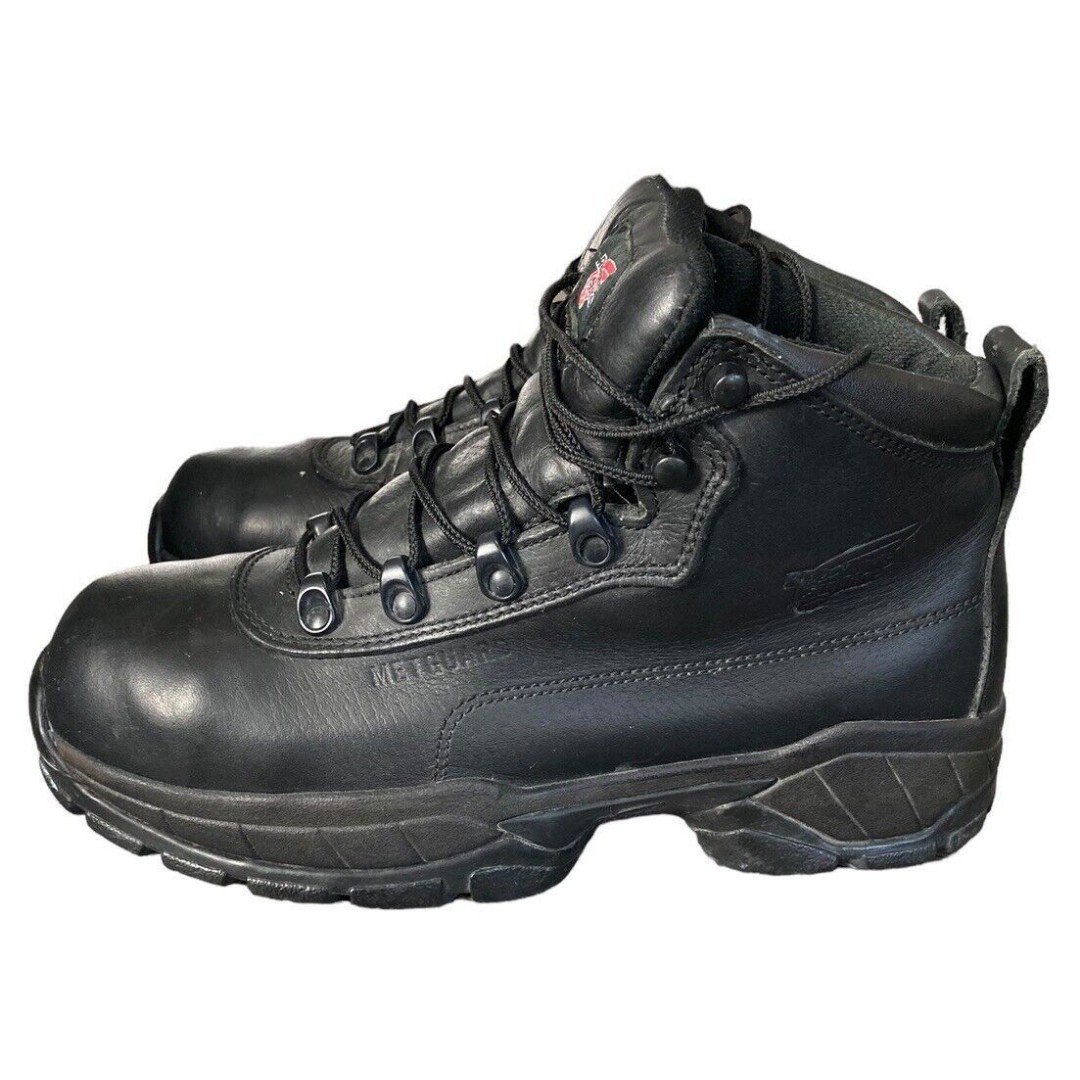 Red Wing 2325 Steel Toe Black Leather Boots Metguard Waterproof Women Size 8.5