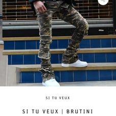 Si tu veux mid rise super stacked fit camo jeans
