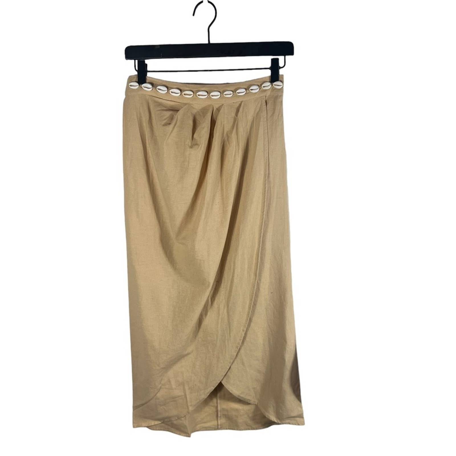 Zara Linen Puka Shell Sheath Skirt
