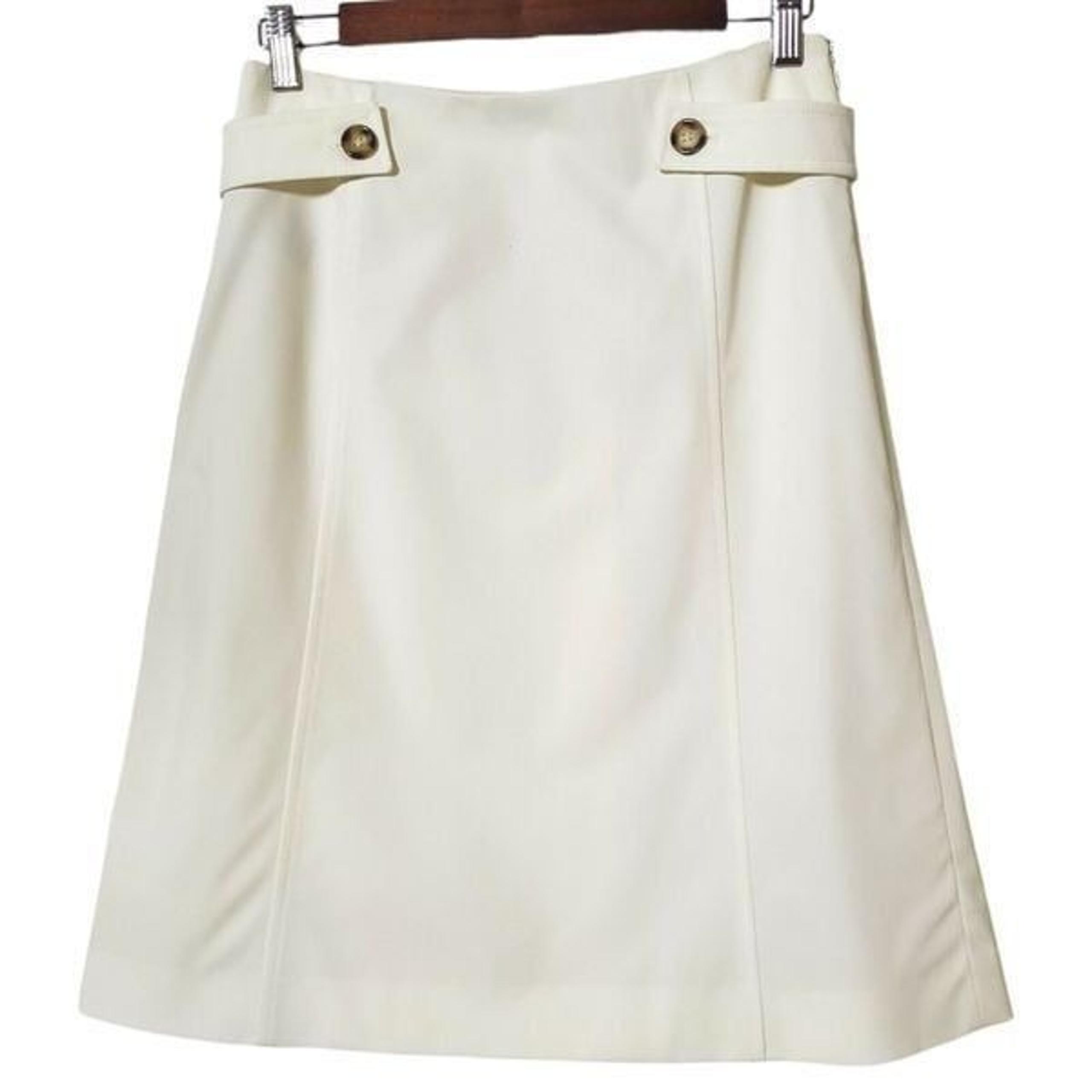 PRADA Vintage A-Line Ivory Skirt Size 28 Split Hem Neutral Classic Womens