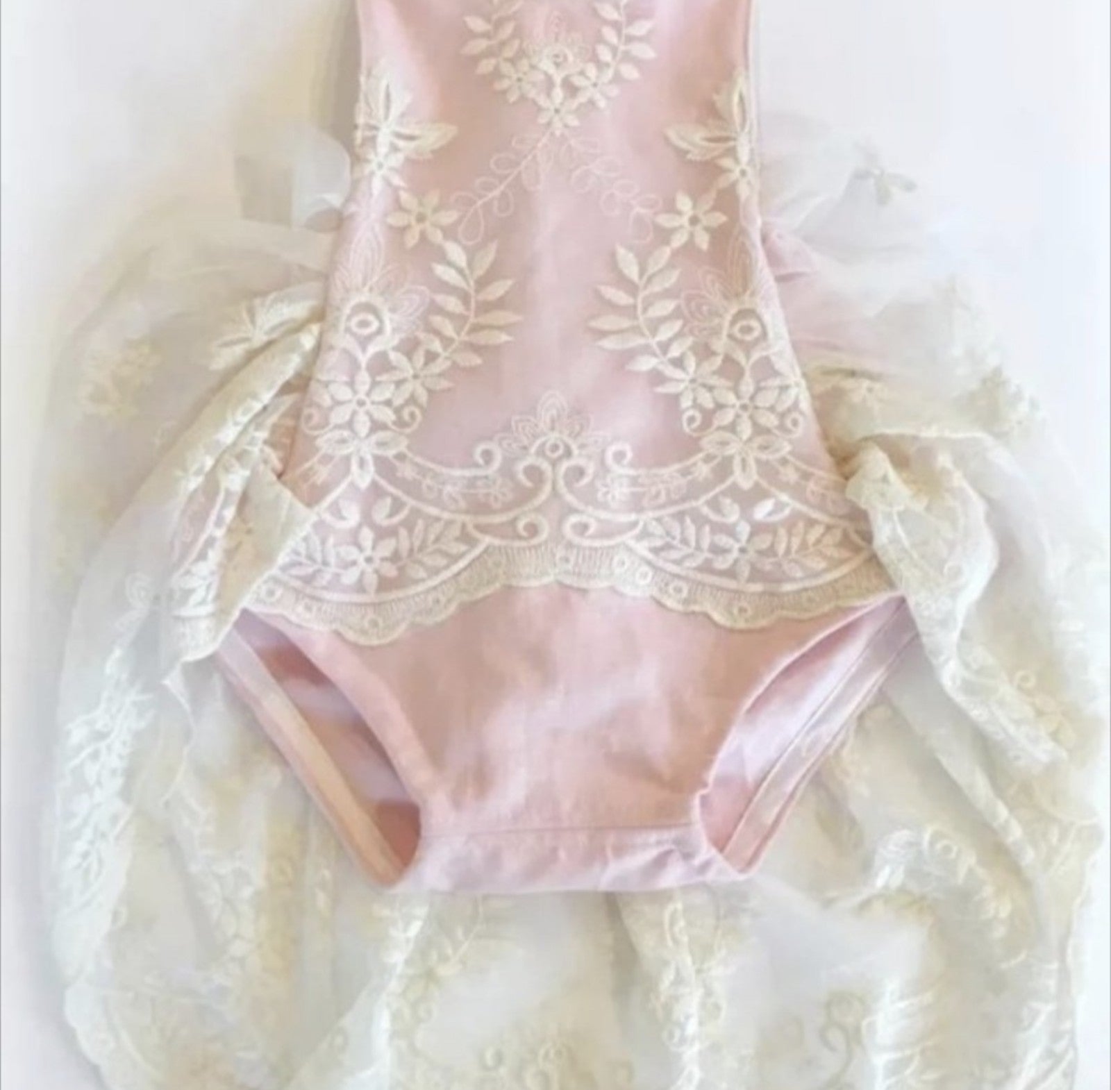 2T Boho Birthday Outfit Dress Beige Romper Ivory Lace Pink Minnie Mouse Swan