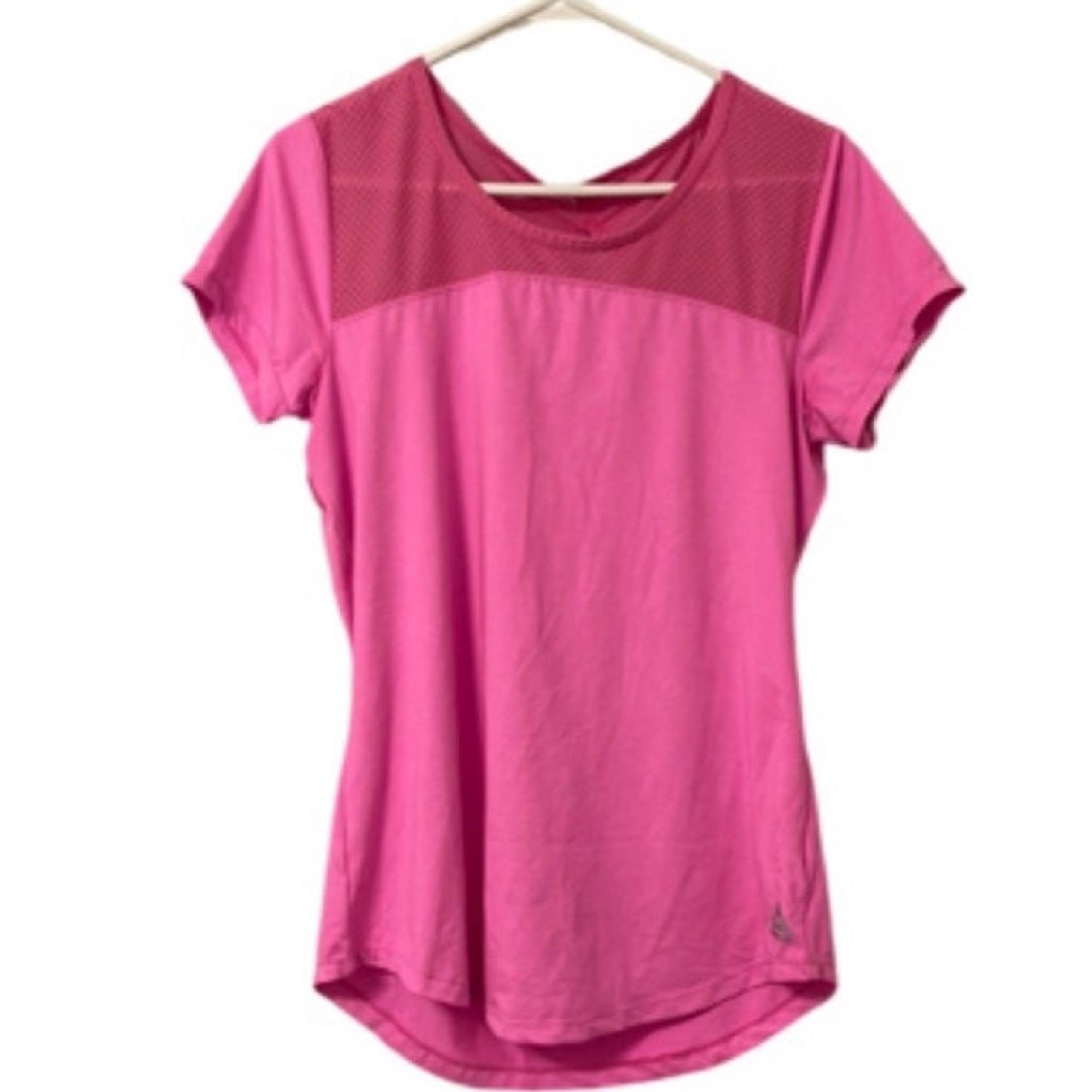 Reebok Pink Mesh Open Back Athletic Short Sleeve