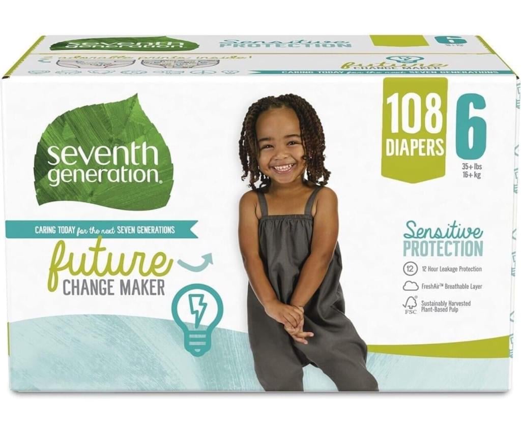 Seventh Generation Diapers Size 6 Sensitive Protection Free & Clear 108 Count