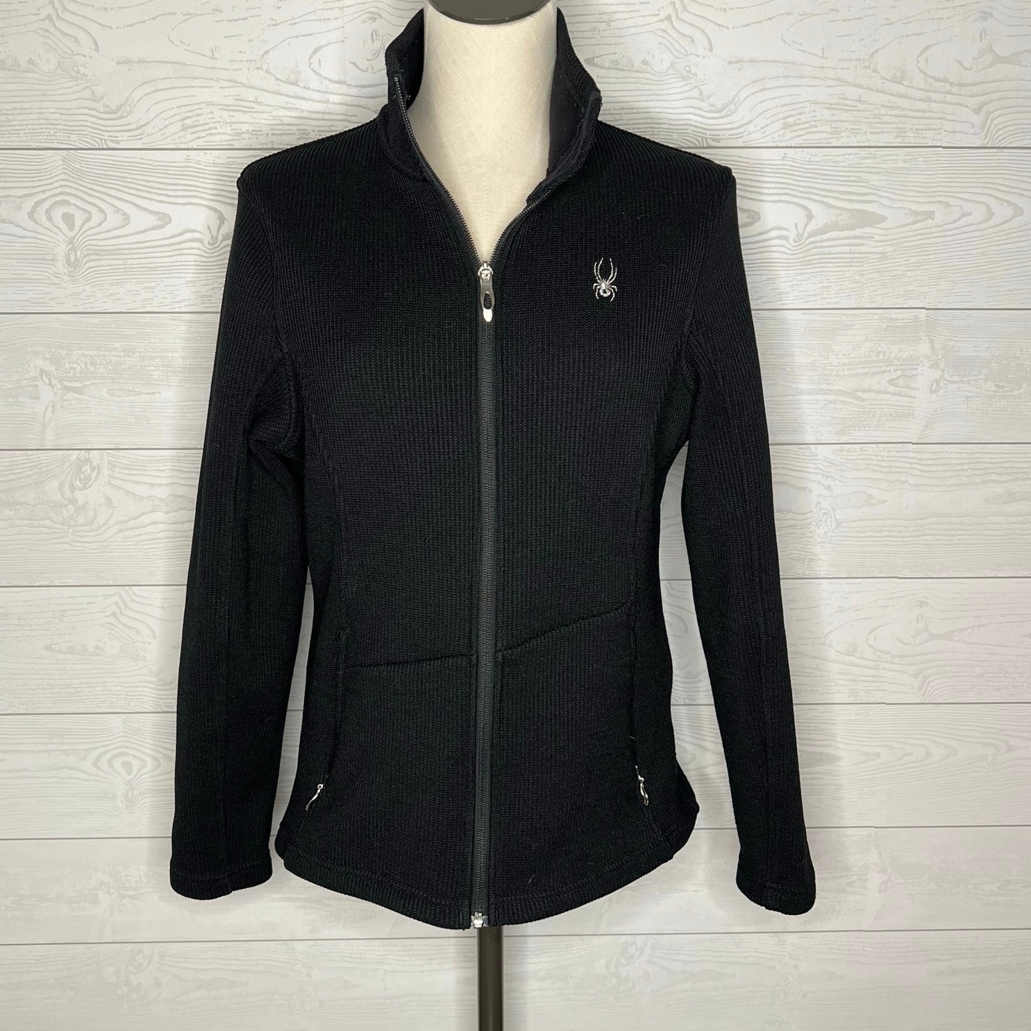 Womens’ Spyder black endure core full zip midweight sweater Size Large