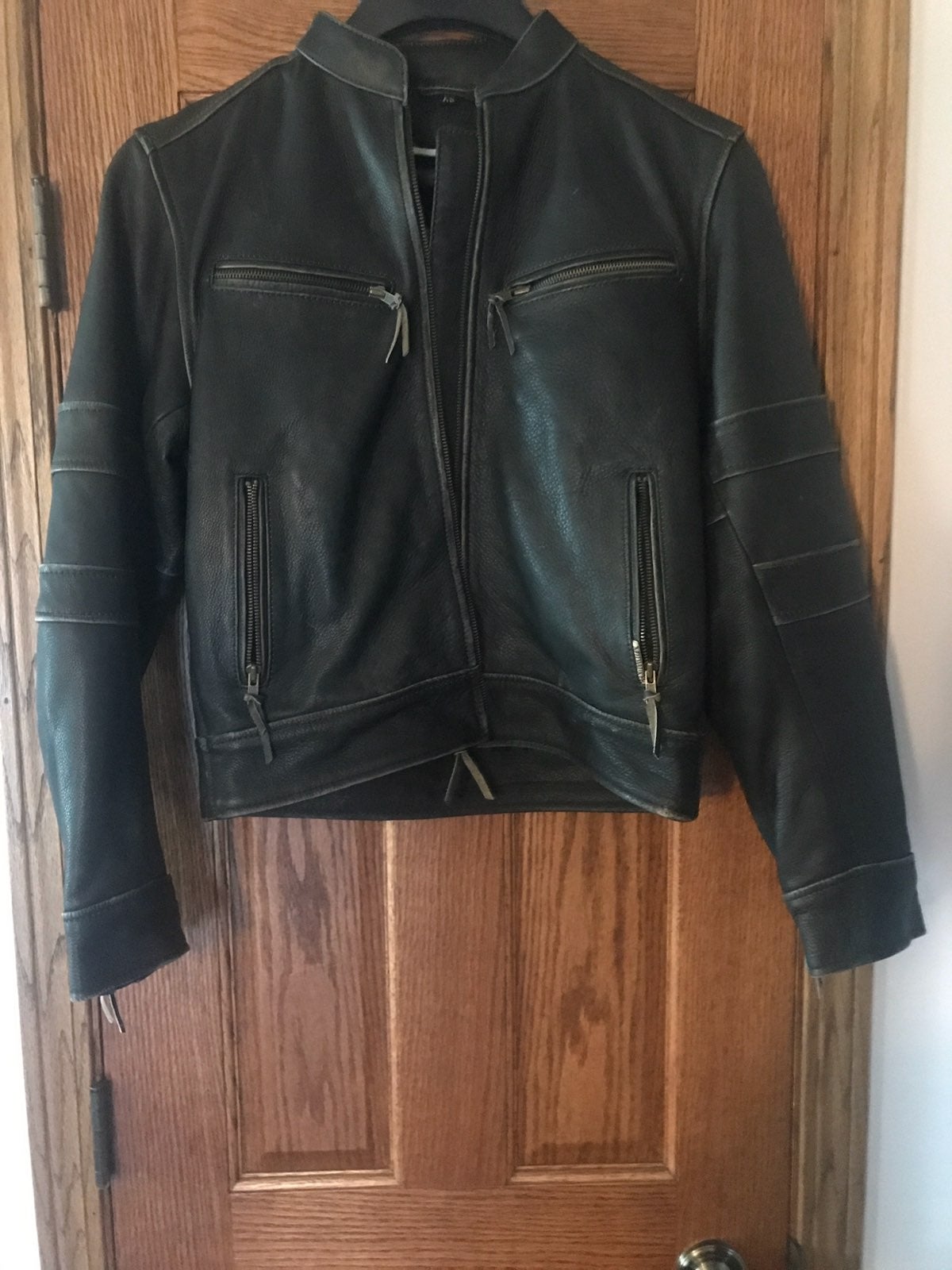 womans brown leather coat