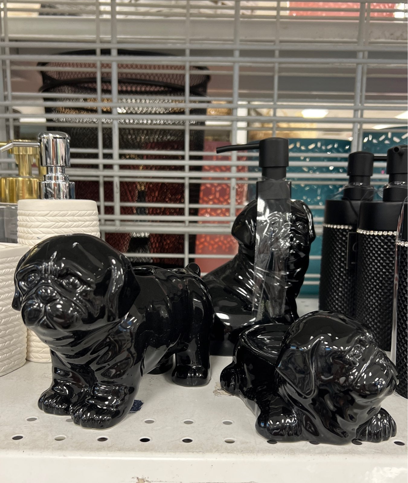 Black Pug Ceramic 3 Piece Bathroom Accessory Set