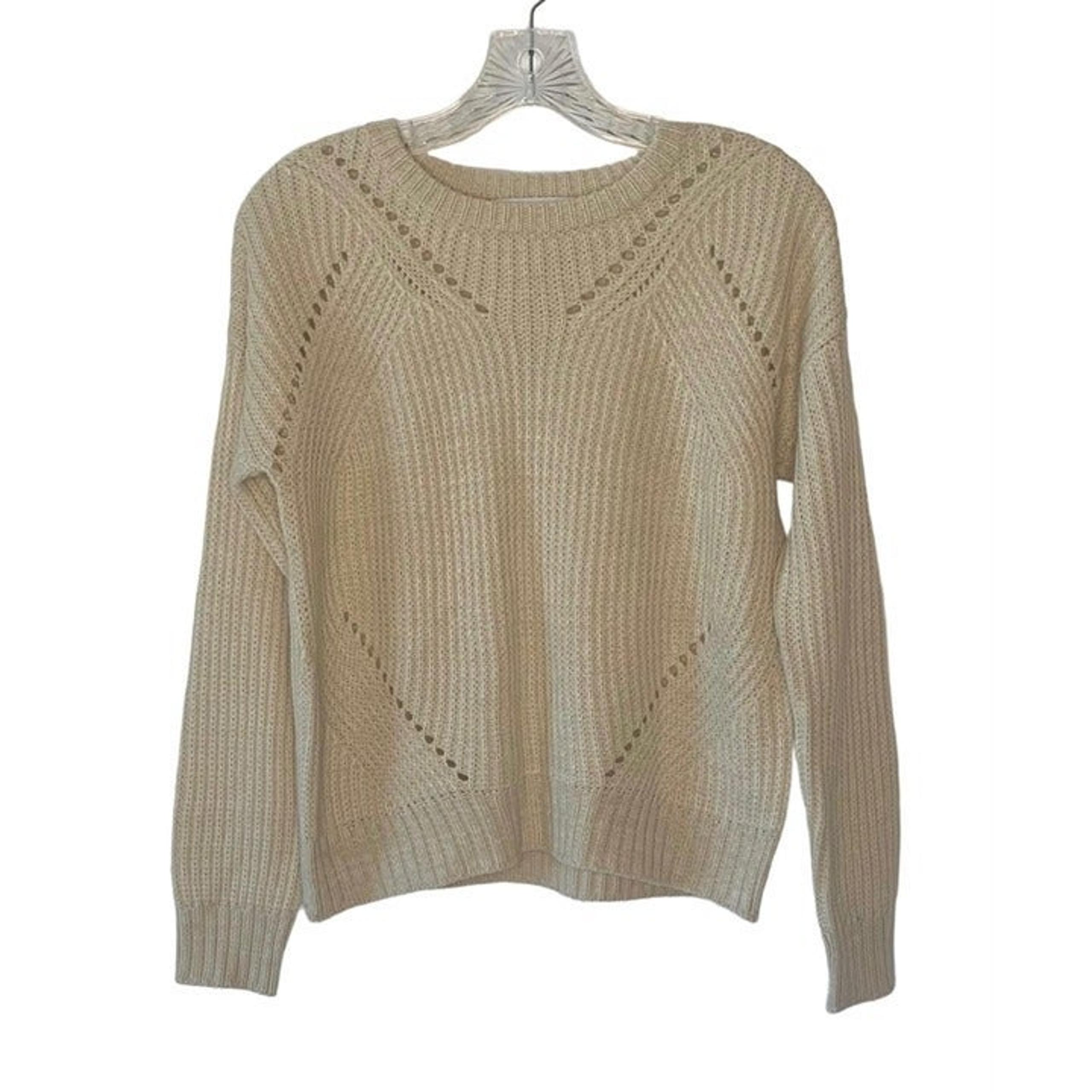 JOHN + JENN Off-White Crewneck Pullover Long-Sleeve Knit Sweater Size Small