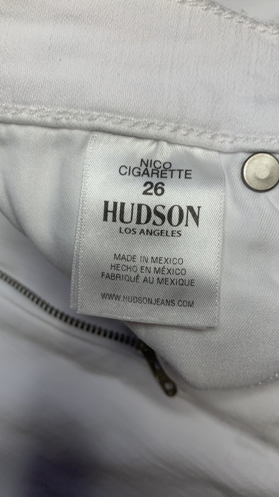 Hudson NIco White Jeans 26