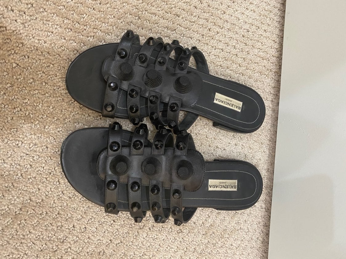 Balenciaga sandals flat mules all black