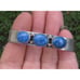Vintage signed Sterling silver petite Southwestern Denim Lapis cuff bracelet